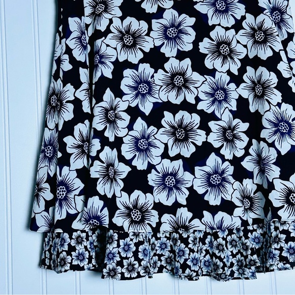 Kate Spade Hollyhock double-layer silk blend black floral print mini skirt Sz 6 - Picture 2 of 5